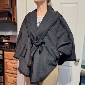 AKEMI + KIN (Anthropologie) | Hooded Wool Cape/Coat w/ Hood